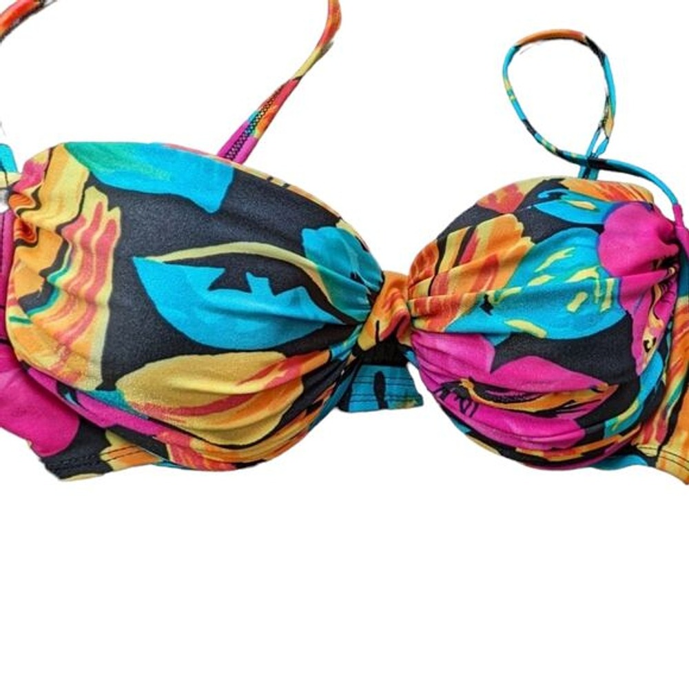 La Blanca Neon Pleated Underwire Padded Bikini Top Size 10